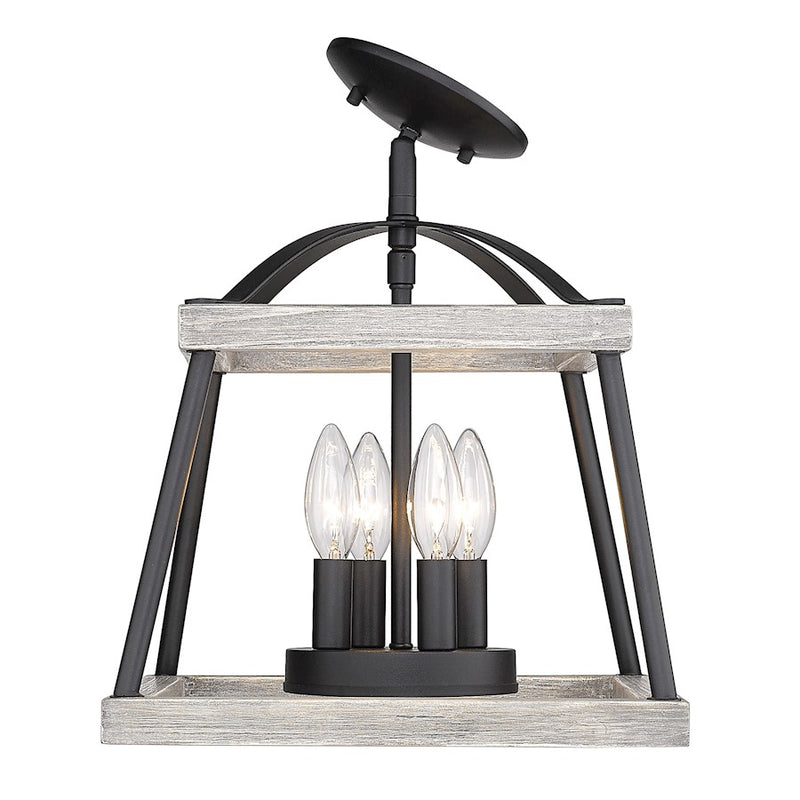 Golden Lighting Teagan 3 Light Semi Flush, Black