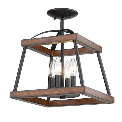 Golden Lighting Teagan 3 Light Semi Flush, Black