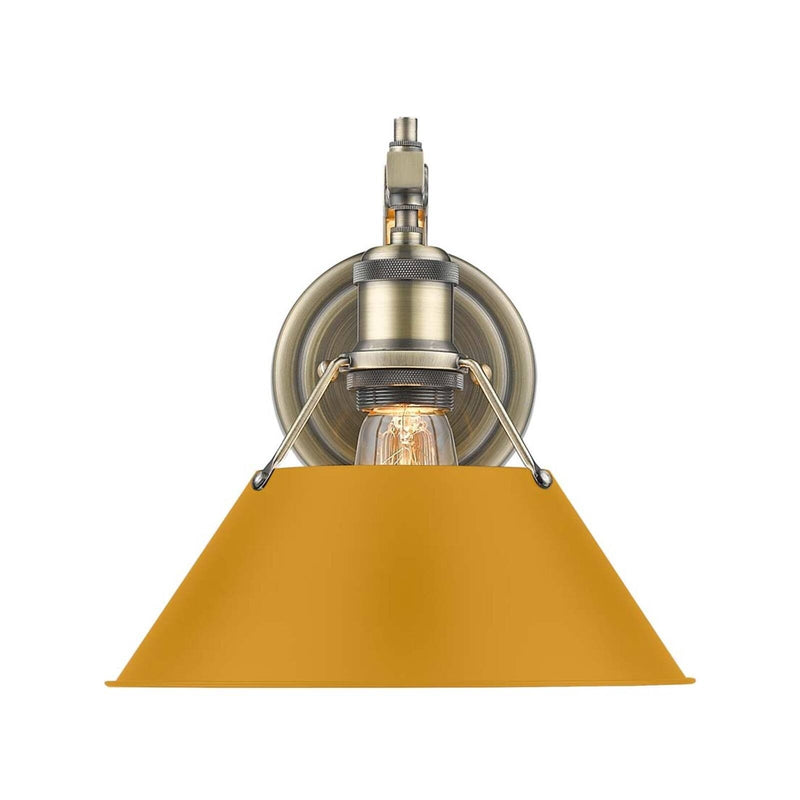 Golden Lighting Orwell 1-Light Wall Sconce | Industrial Aged Brass and Auric Yellow Steel | Hallway & Bathroom | Model 3306-1W AB-AY