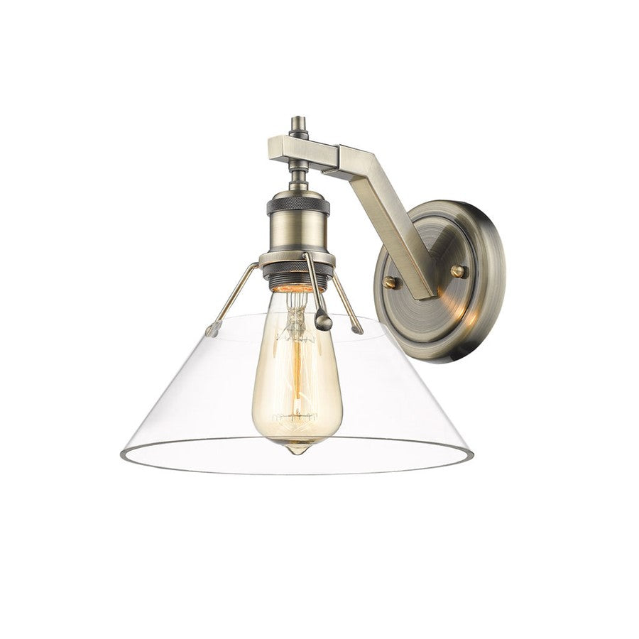 Golden Orwell 1-Light Wall Sconce, Aged Brass/Clear Glass - 3306-1WAB-CLR