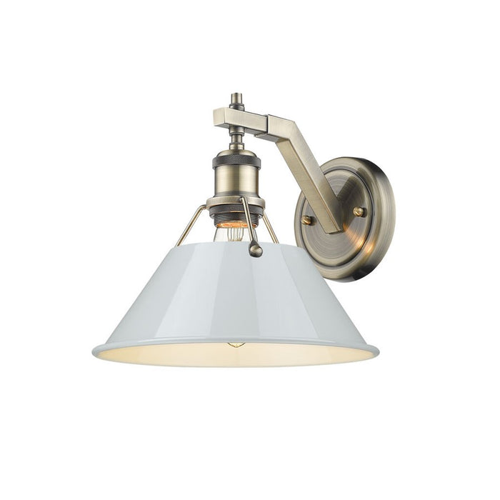 Golden Lighting Orwell 1-Light Wall Sconce, Aged Brass/Dusky Blue - 3306-1WAB-DB