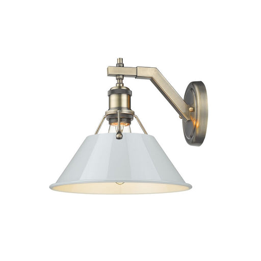 Golden Lighting Orwell 1-Light Wall Sconce, Aged Brass/Dusky Blue