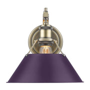 Golden Lighting Orwell 10in 1-Light Wall Sconce | Industrial Aged Brass and Exotic Purple Steel | Bathroom & Hallway | Model 3306-1W AB-EP
