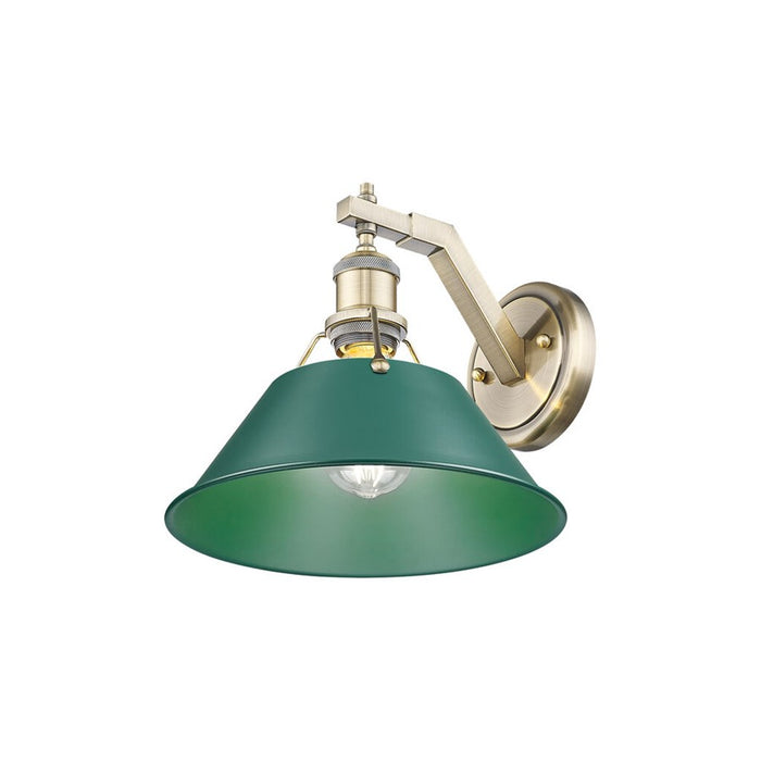 Golden Lighting Orwell 1-Light Wall Sconce, Aged Brass/Pine Green