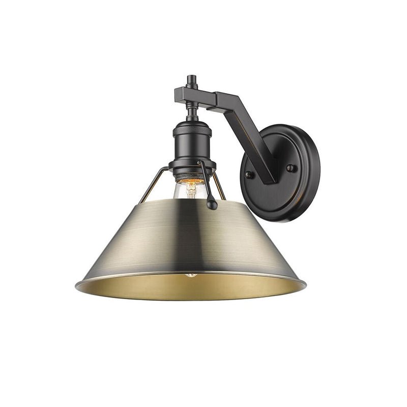Golden Orwell 1-Light Wall Sconce, Matte Black/Aged Brass - 3306-1WBLK-AB