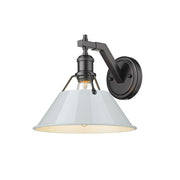 Golden Orwell 1-Light Wall Sconce, Matte Black/Dusky Blue - 3306-1WBLK-DB