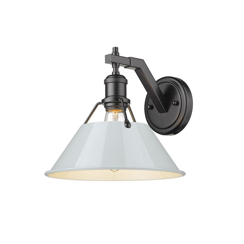 Golden Orwell 1-Light Wall Sconce, Matte Black/Dusky Blue - 3306-1WBLK-DB