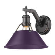 Golden Lighting Orwell 10in 1-Light Wall Sconce | Industrial Matte Black and Exotic Purple Steel | Bedroom & Hallway Accent | Model 3306-1W BLK-EP