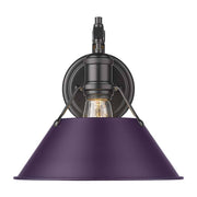 Golden Lighting Orwell 10in 1-Light Wall Sconce | Industrial Matte Black and Exotic Purple Steel | Bedroom & Hallway Accent | Model 3306-1W BLK-EP