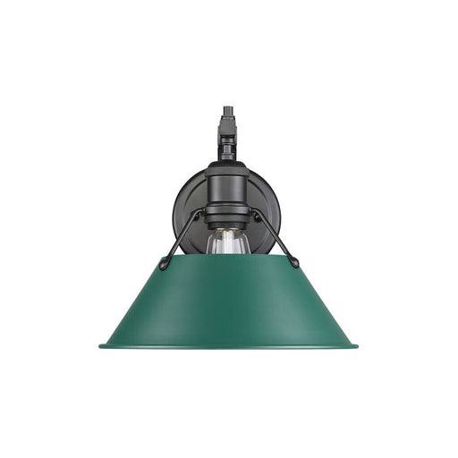 Golden Orwell 1-Light Wall Sconce, Matte Black/Pine Green - 3306-1WBLK-GN