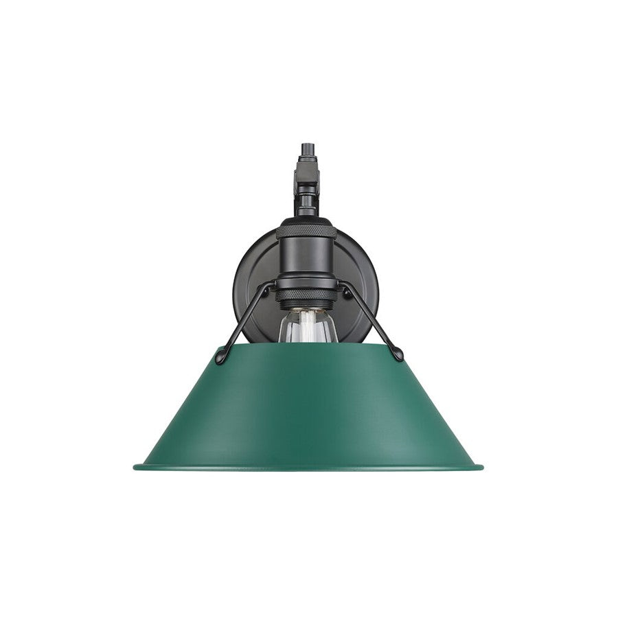 Golden Orwell 1-Light Wall Sconce, Matte Black/Pine Green - 3306-1WBLK-GN