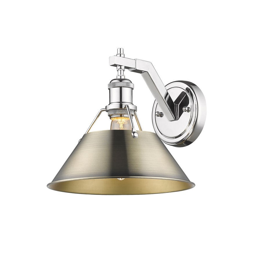 Golden Lighting Orwell 1-Light Wall Sconce, Chrome/Aged Brass - 3306-1WCH-AB