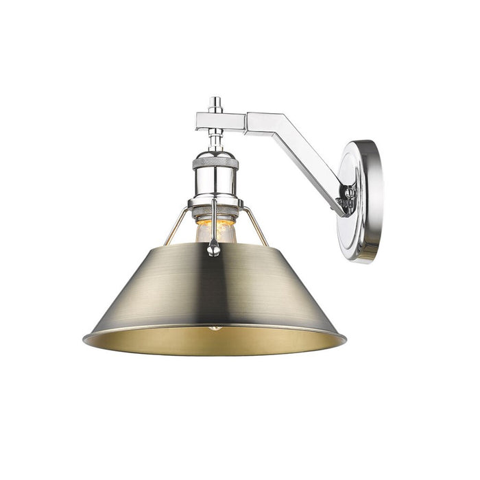 Golden Lighting Orwell 1-Light Wall Sconce, Chrome/Aged Brass