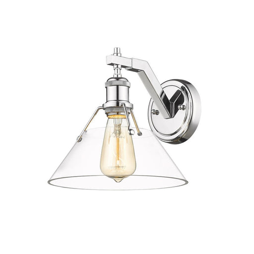 Golden Lighting Orwell 1-Light Wall Sconce, Chrome/Clear Glass - 3306-1WCH-CLR