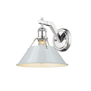 Golden Lighting Orwell 1-Light Wall Sconce, Chrome/Dusky Blue - 3306-1WCH-DB