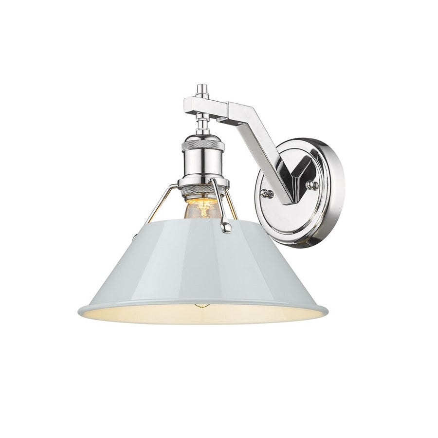 Golden Lighting Orwell 1-Light Wall Sconce, Chrome/Dusky Blue - 3306-1WCH-DB