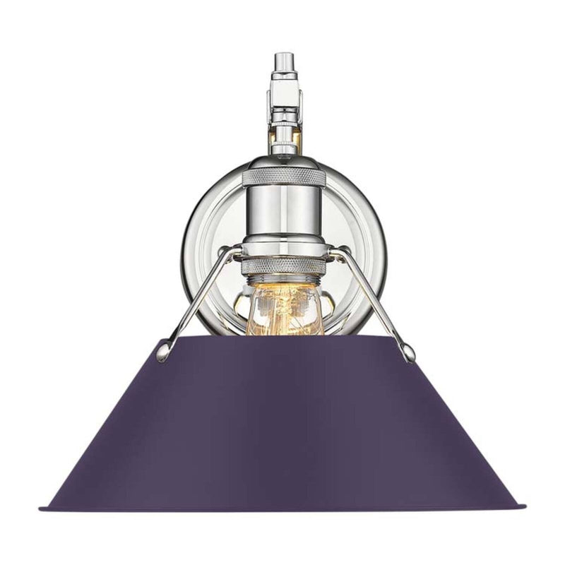 Golden Lighting Orwell 1-Light Wall Sconce | Industrial Chrome and Exotic Purple Steel | Bathroom & Hallway | 10 x 11 x 9.63 in | Model 3306-1W CH-EP