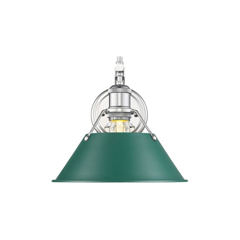 Golden Lighting Orwell 1-Light Wall Sconce, Chrome/Pine Green - 3306-1WCH-GN