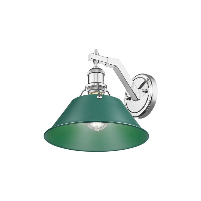 Golden Lighting Orwell 1-Light Wall Sconce, Chrome/Pine Green