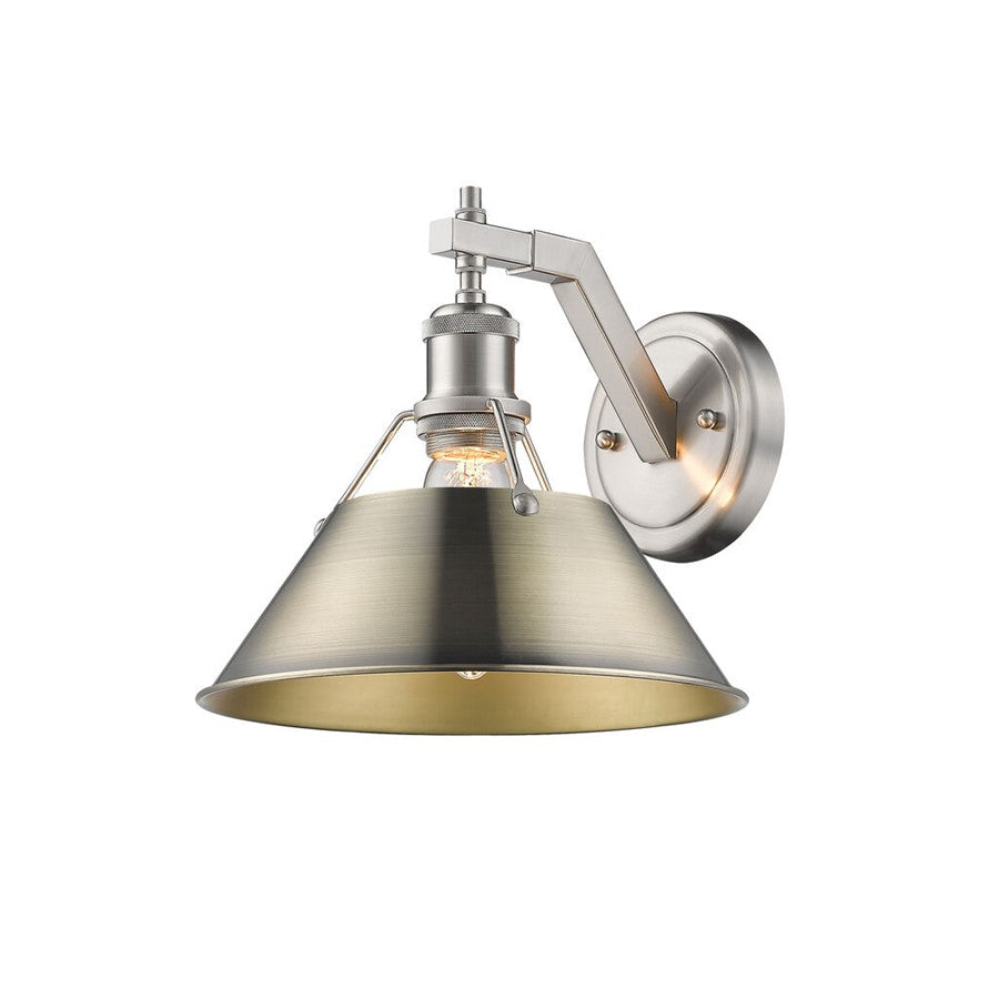 Golden Lighting Orwell 1-Light Wall Sconce, Pewter/Aged Brass - 3306-1WPW-AB