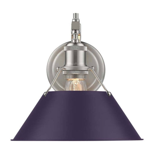 Golden Lighting Orwell 10in 1-Light Wall Sconce | Industrial Pewter and Exotic Purple Steel | Bedroom & Hallway Accent Light | Model 3306-1W PW-EP