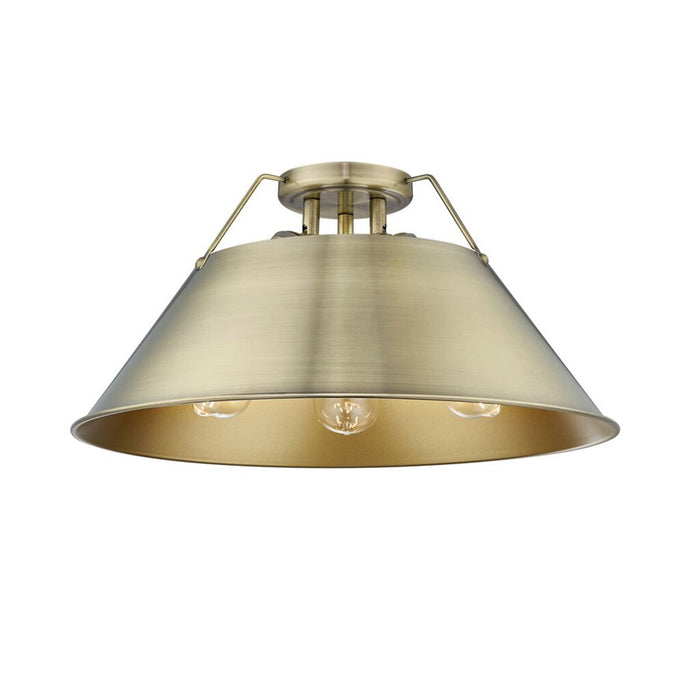 Golden Orwell 3-Light Flush Mount, Aged Brass/Aged Brass - 3306-3FMAB-AB