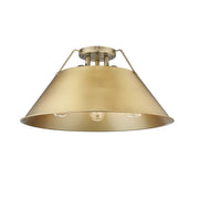 Golden Orwell 3-Light Flush Mount, Aged Brass/Champagne Bronze - 3306-3FMAB-BCB