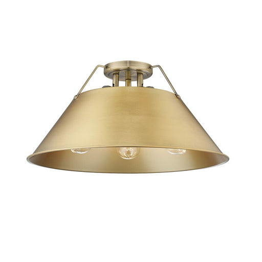 Golden Orwell 3-Light Flush Mount, Aged Brass/Champagne Bronze - 3306-3FMAB-BCB