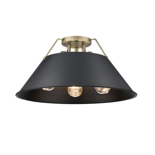 Golden Orwell 3-Light Flush Mount, Aged Brass/Matte Black - 3306-3FMAB-BLK