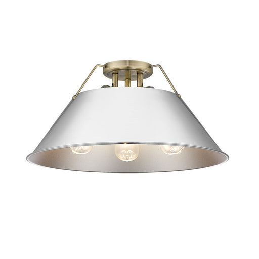 Golden Lighting Orwell 3-Light Flush Mount, Aged Brass/Chrome - 3306-3FMAB-CH