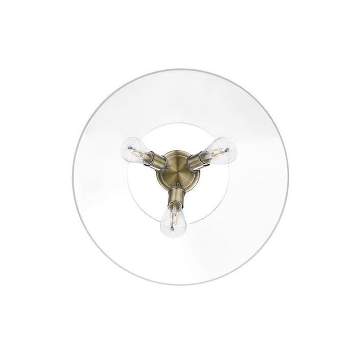 Golden Orwell 3-Light Flush Mount, Aged Brass/Clear Glass