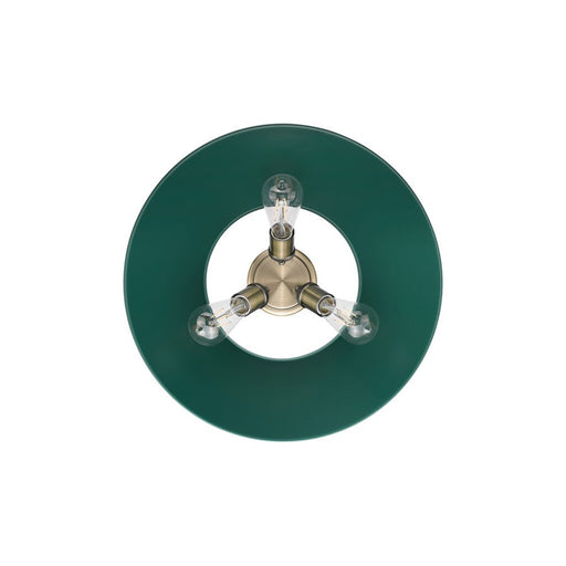 Golden Orwell 3-Light Flush Mount, Aged Brass/Pine Green