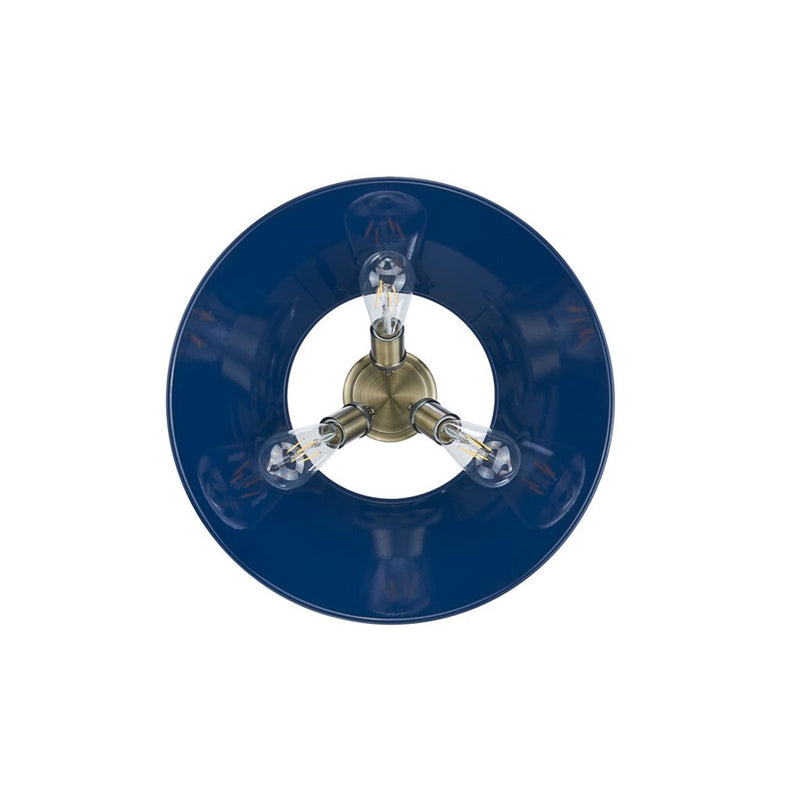Golden Orwell 3-Light Flush Mount, Aged Brass/Matte Navy