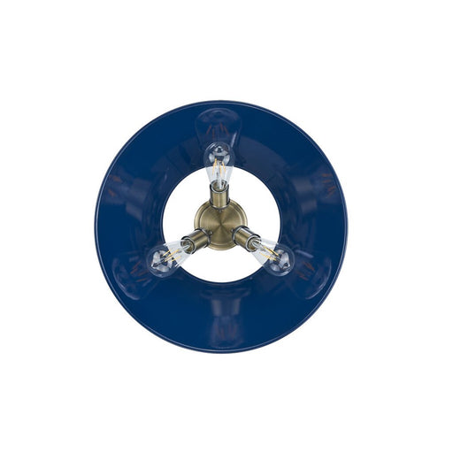 Golden Orwell 3-Light Flush Mount, Aged Brass/Matte Navy