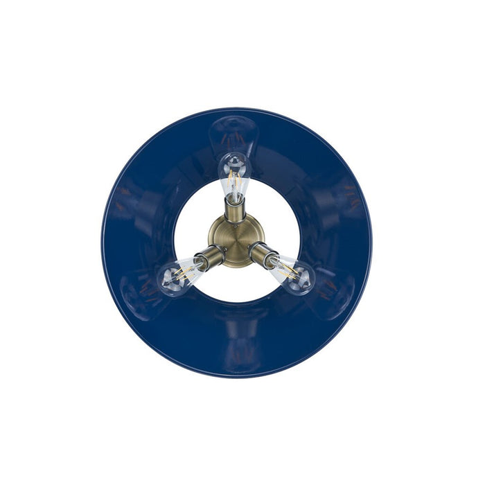 Golden Orwell 3-Light Flush Mount, Aged Brass/Matte Navy