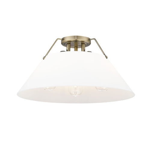 Golden Orwell 3-Light Flush Mount, Aged Brass/Opal Glass - 3306-3FMAB-OP