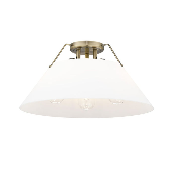 Golden Orwell 3-Light Flush Mount, Aged Brass/Opal Glass - 3306-3FMAB-OP
