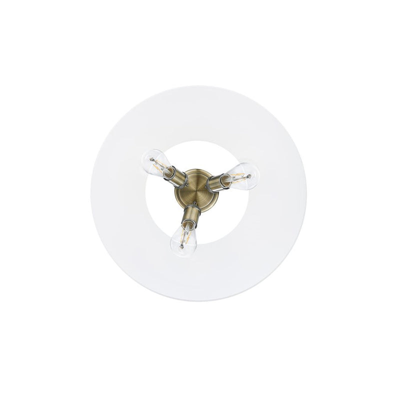 Golden Orwell 3-Light Flush Mount, Aged Brass/Opal Glass