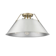 Golden Lighting Orwell 3-Light Flush Mount, Aged Brass/Pewter - 3306-3FMAB-PW