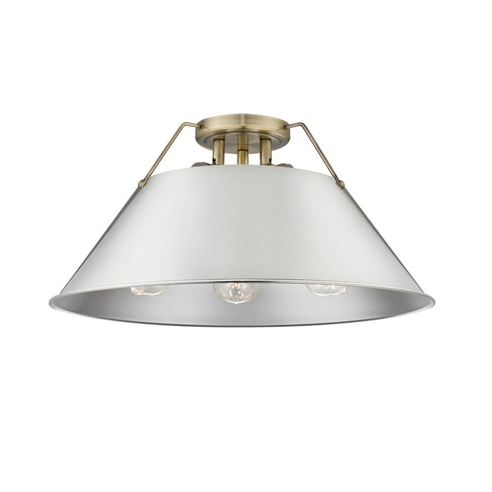 Golden Lighting Orwell 3-Light Flush Mount, Aged Brass/Pewter - 3306-3FMAB-PW