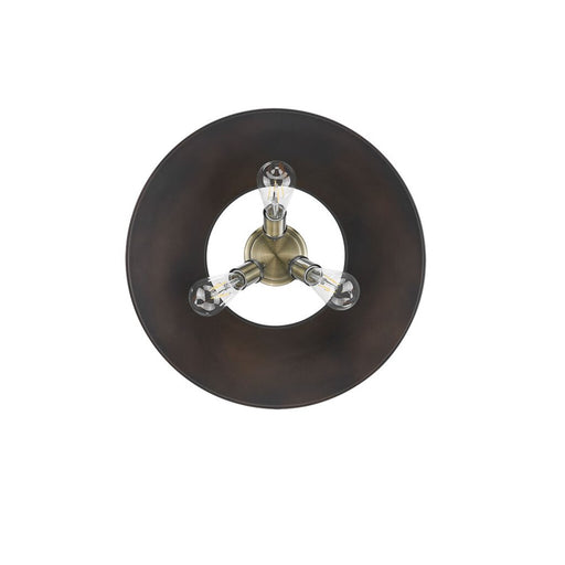 Golden Orwell 3-Light Flush Mount, Aged Brass/Rubbed Bronze