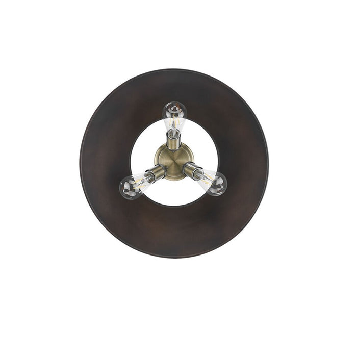 Golden Orwell 3-Light Flush Mount, Aged Brass/Rubbed Bronze