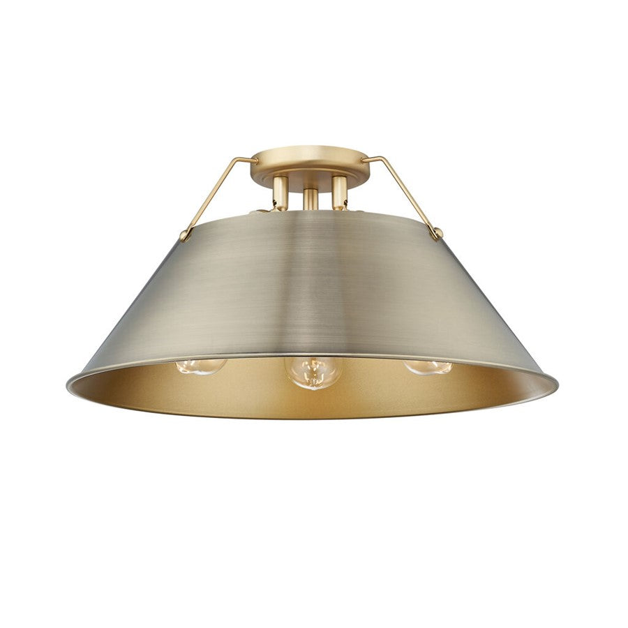 Golden Orwell 3-Light Flush Mount, Champagne Bronze/Aged Brass - 3306-3FMBCB-AB