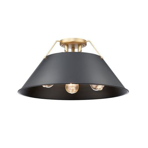 Golden Orwell 3-Light Flush Mount, Champ Bronze/Matte Black - 3306-3FMBCB-BLK