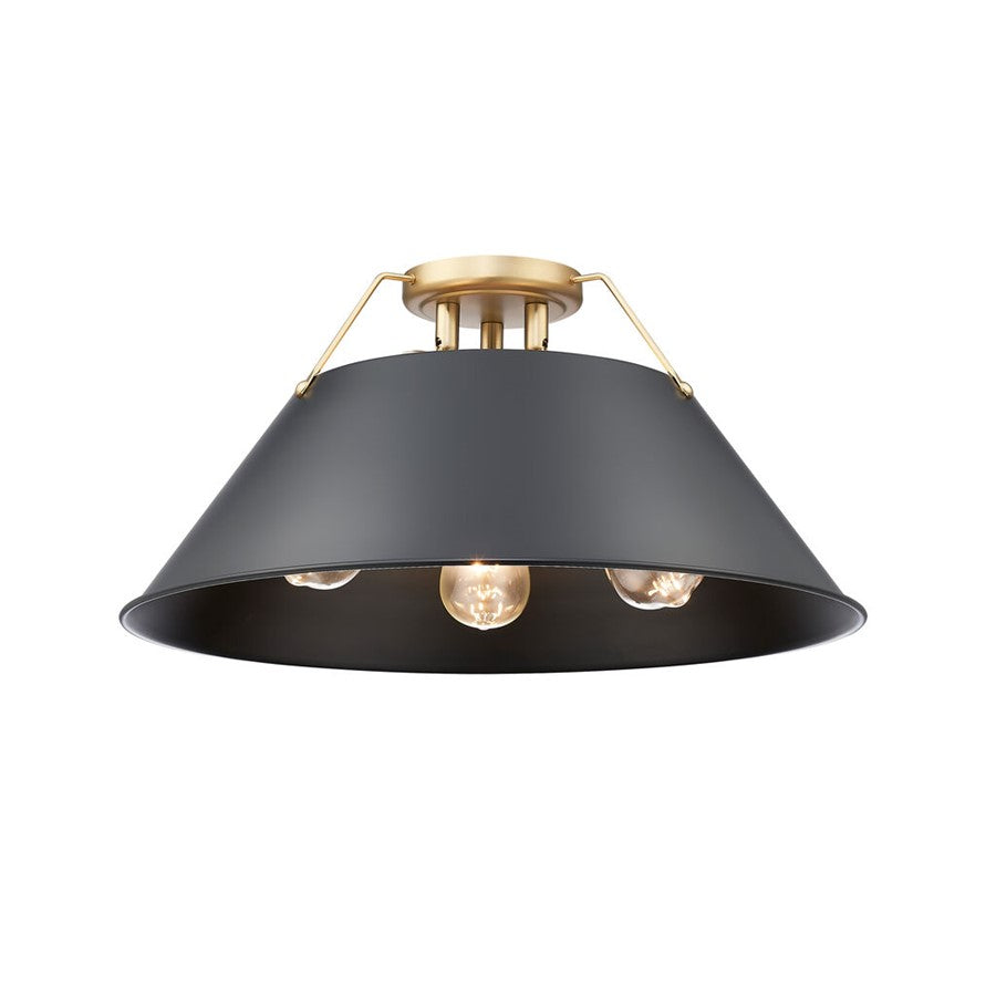 Golden Orwell 3-Light Flush Mount, Champ Bronze/Matte Black - 3306-3FMBCB-BLK