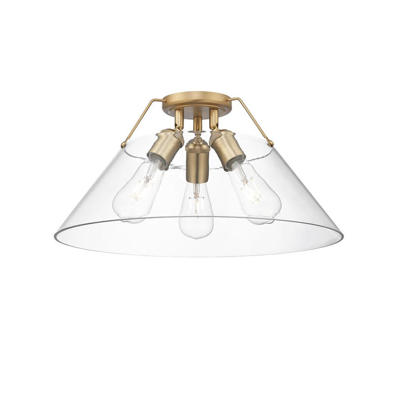 Golden Orwell 3-Light Flush Mount, Champ Bronze/Clear Glass - 3306-3FMBCB-CLR