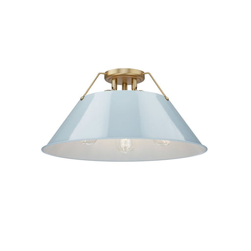 Golden Orwell 3-Light Flush Mount, Champagne Bronze/Dusky Blue - 3306-3FMBCB-DB