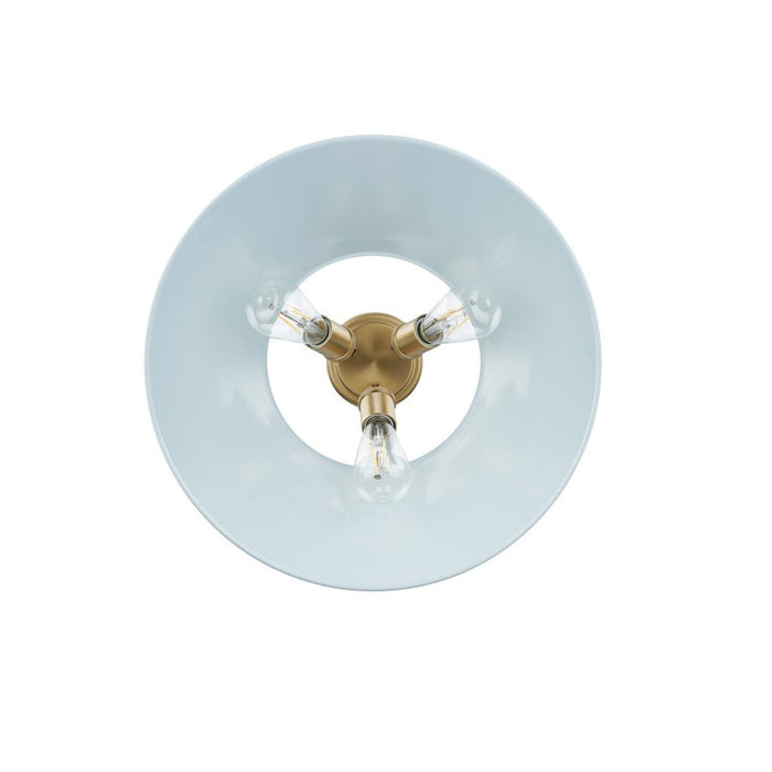 Golden Orwell 3-Light Flush Mount, Champagne Bronze/Dusky Blue