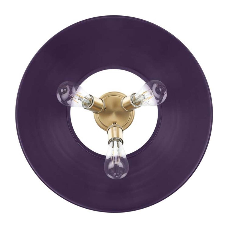 Golden Lighting Orwell 18.75in 3-Light Flush Mount | Industrial Brushed Champagne Brass and Exotic Purple Steel | Hallway | Model 3306-3FM BCB-EP