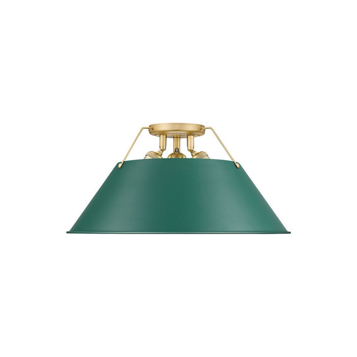 Golden Orwell 3-Light Flush Mount, Champagne Bronze/Pine Green - 3306-3FMBCB-GN